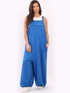Oversized Cotton Jumpsuit Royal Blue