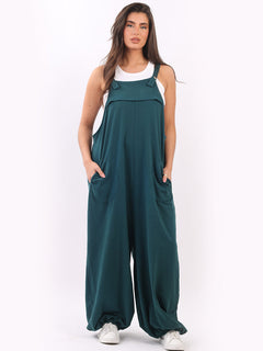 Oversized Cotton Jumpsuit Teal