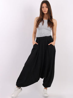 Acid Wash Cotton Harem Pant Black