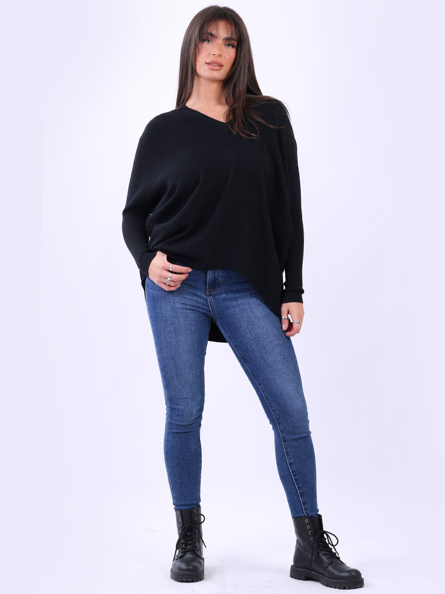 Batwing Knitted Top Black
