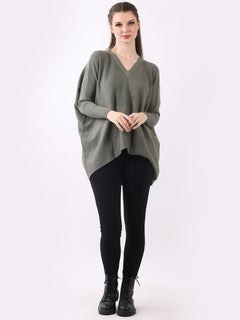 Batwing Knitted Top Khaki