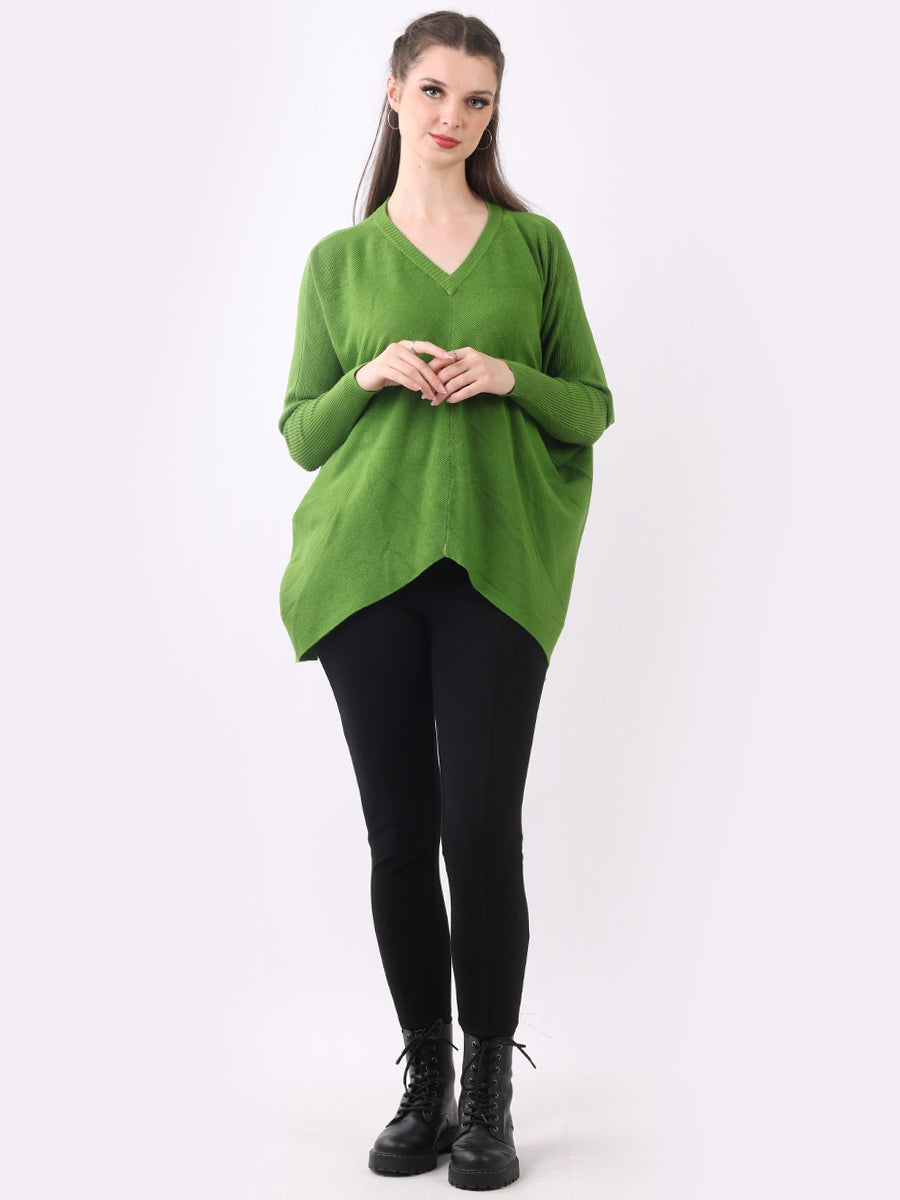 Batwing Knitted Top Lime Green