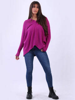 Batwing Knitted Top Magenta