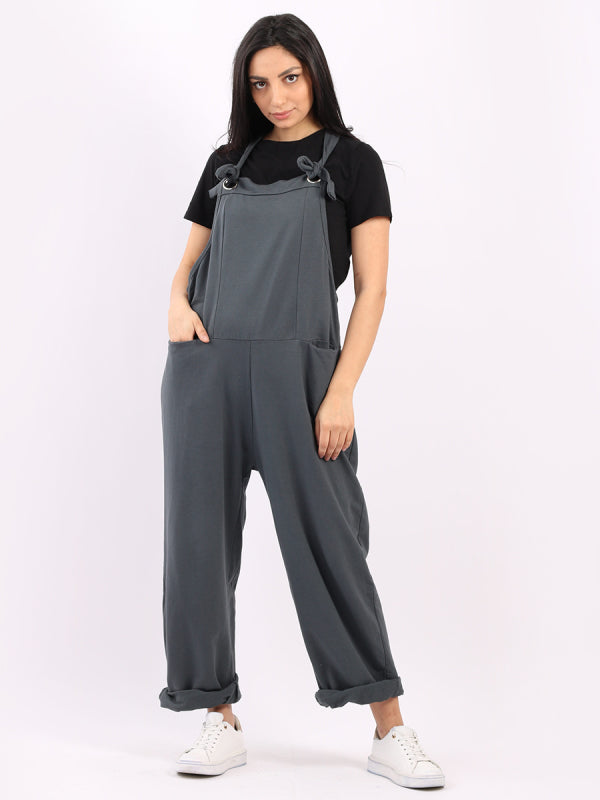 Solid Cotton Pabo Dungaree Charcoal