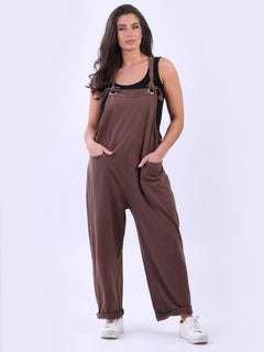 Solid Cotton Pabo Dungaree Chocolate
