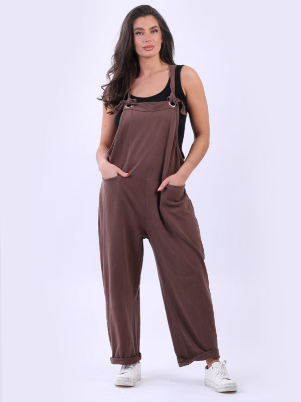 Solid Cotton Pabo Dungaree Chocolate