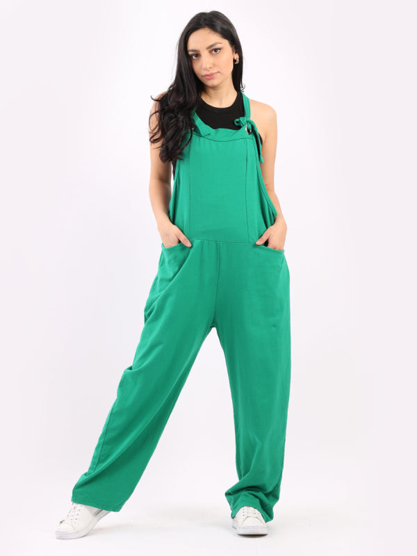 Solid Cotton Pabo Dungaree Green