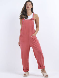 Solid Cotton Pabo Dungaree Sugar Poppy