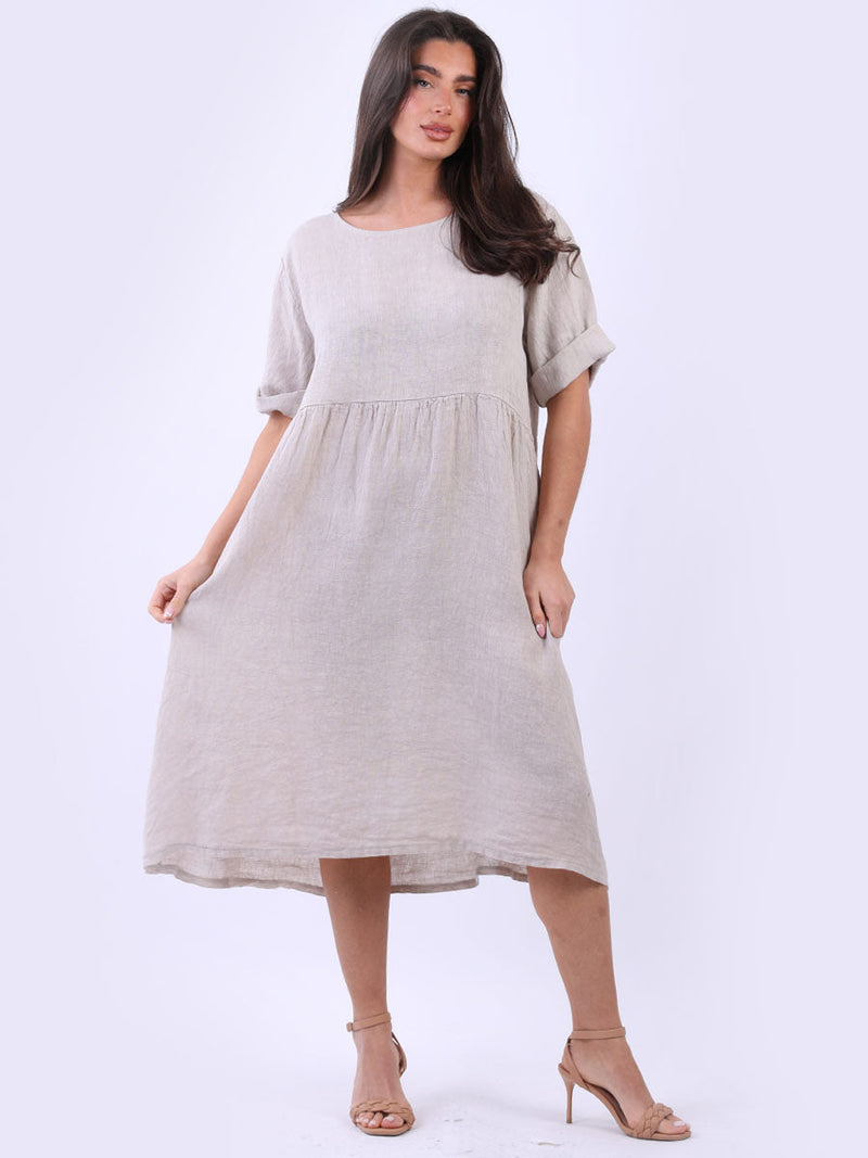 Linen Plus Size Dress Beige
