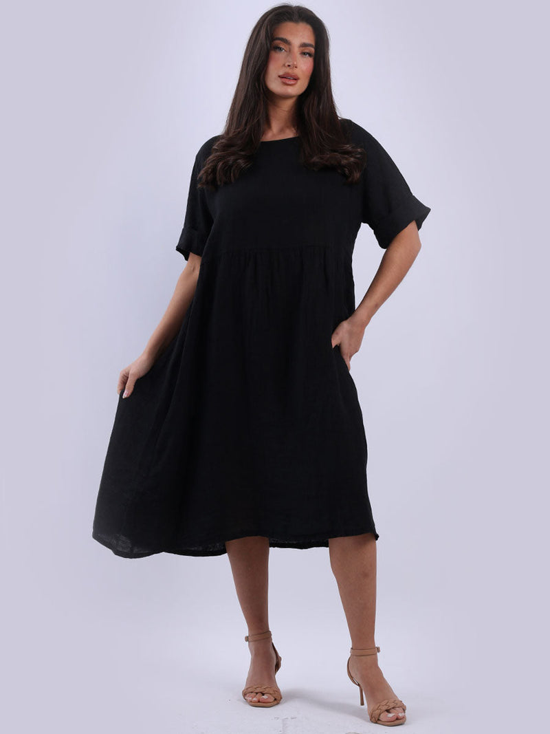 Linen Plus Size Dress Black