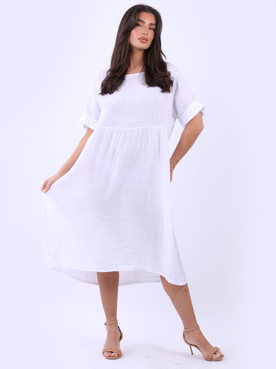 Linen Plus Size Dress White