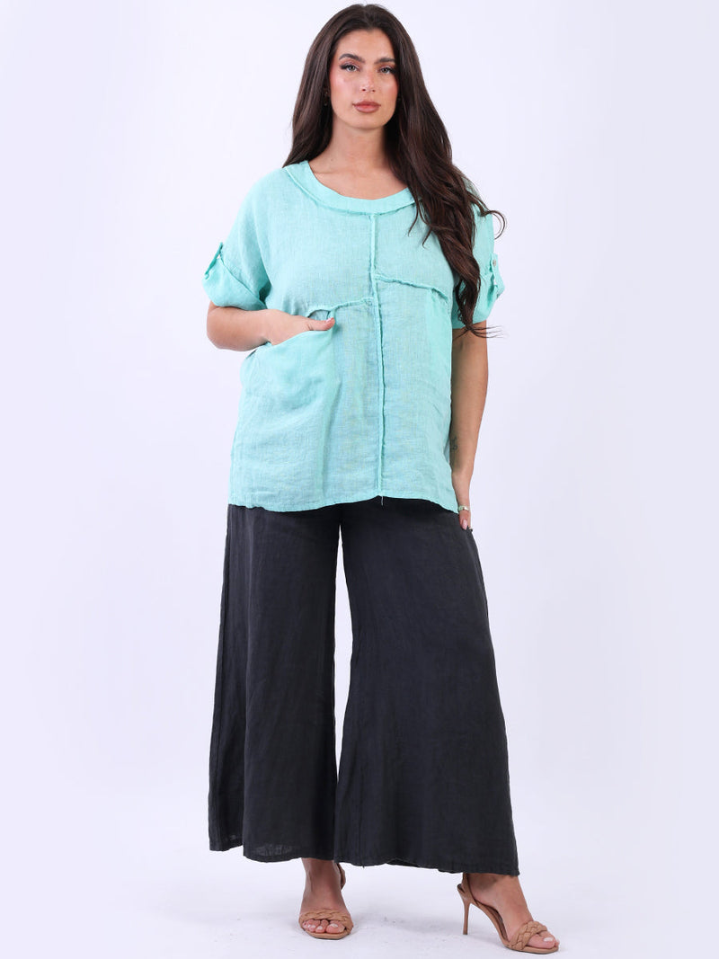 Plain Linen Summer Blouse Tiffany