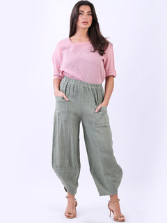 Linen Loose Trouser Khaki