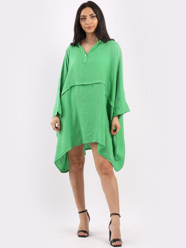 Plus Size Linen Batwing Top Green