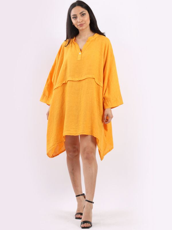 Plus Size Linen Batwing Top Mustard