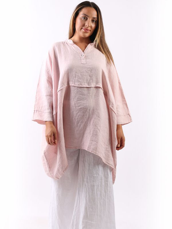 Plus Size Linen Batwing Top Pink