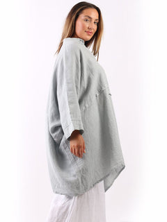 Plus Size Linen Batwing Top Silver