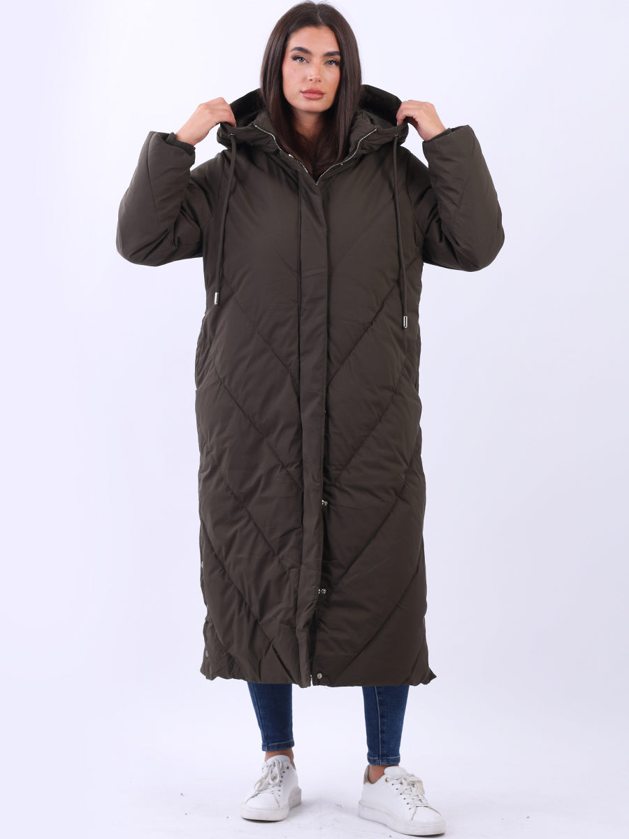 Plus Size Hooded Puffer Jacket Khaki