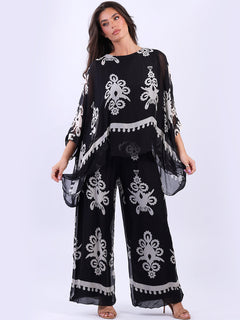 Batwing Silk Tunic Top Black