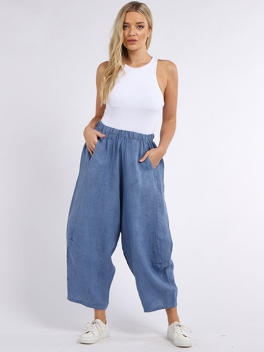 Plain Linen Trouser Denim