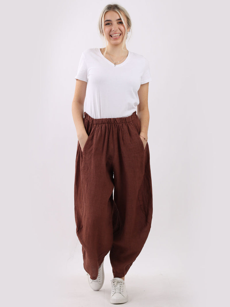 Plain Linen Trouser Chocolate