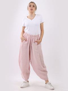 Plain Linen Trouser Pink