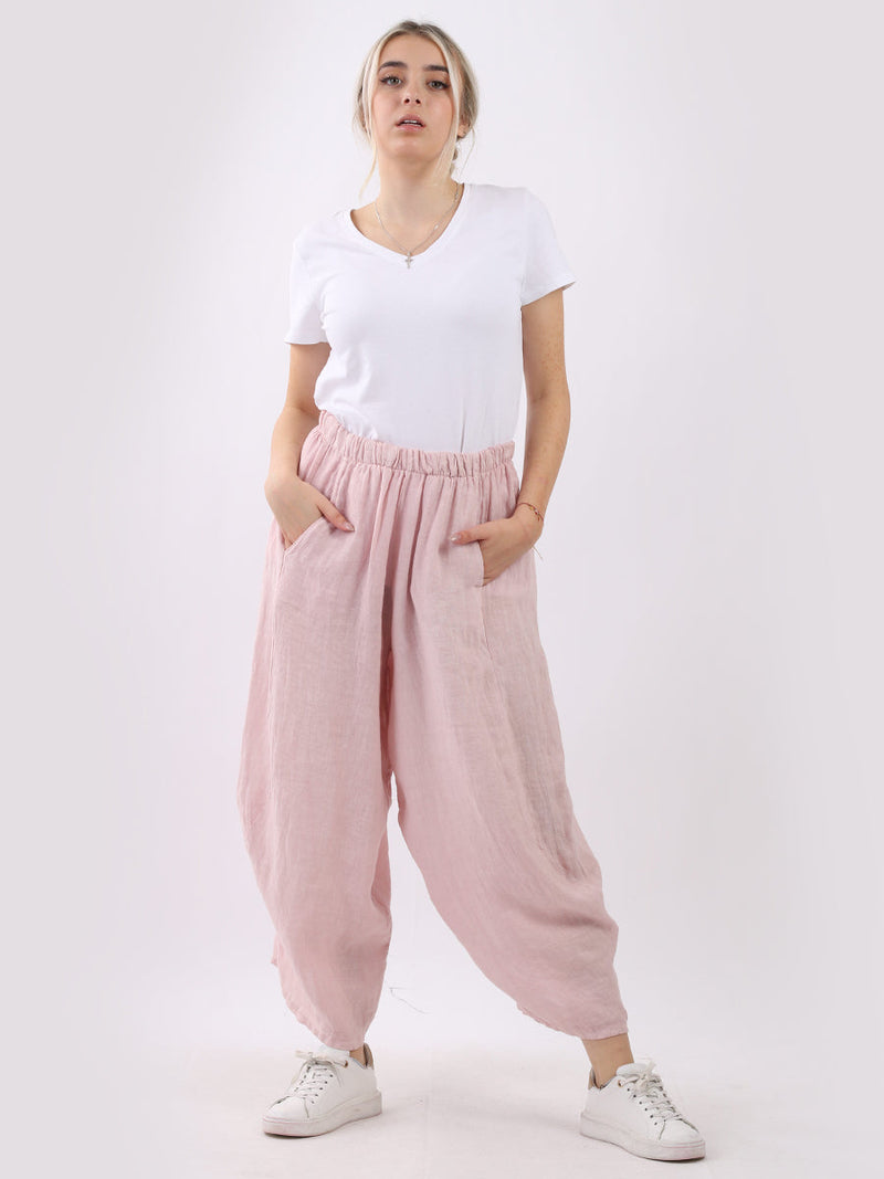 Plain Linen Trouser Pink