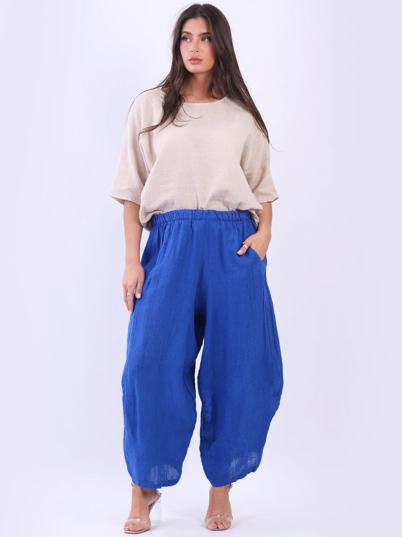Plain Linen Trouser Royal Blue