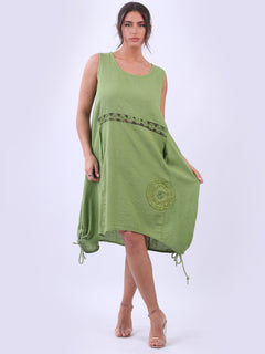 Sleeveless Linen Tank Dress Lime Green