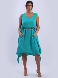 Sleeveless Linen Tank Dress Teal