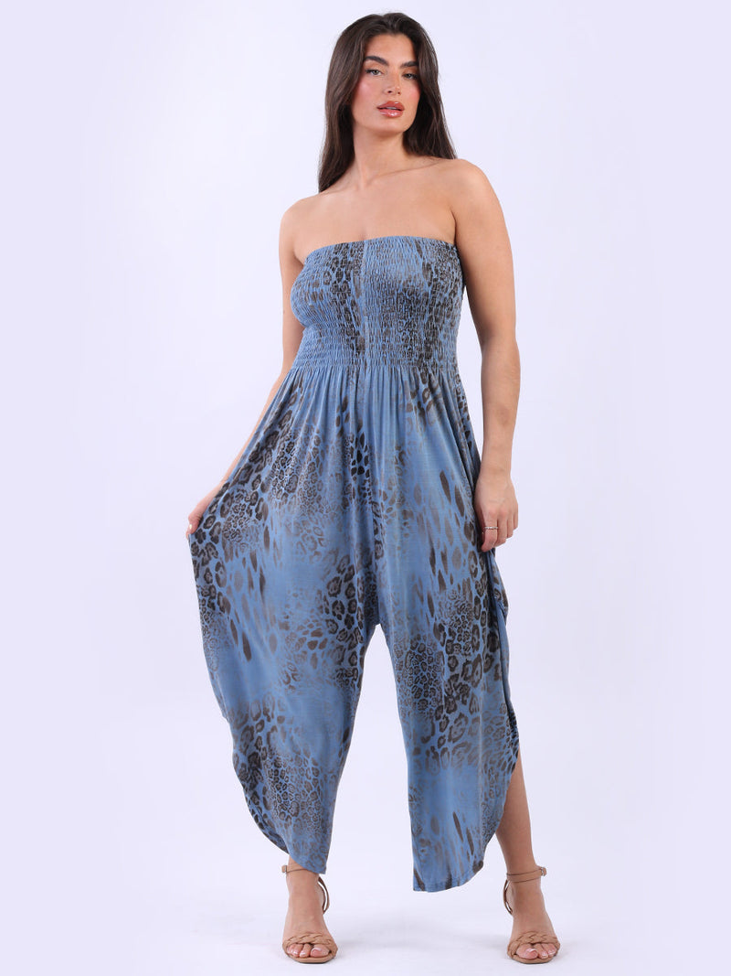 Smocked Tube Tulip Jumpsuit Denim