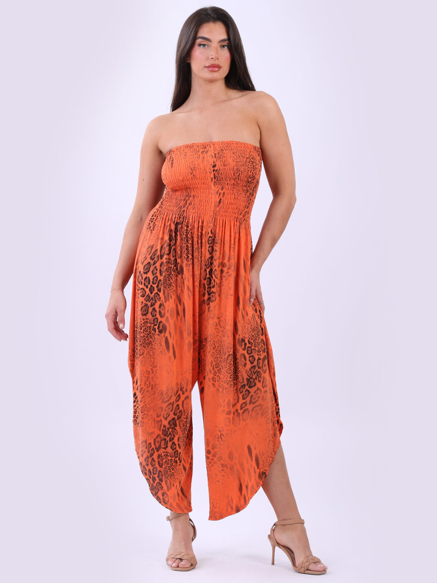 Smocked Tube Tulip Jumpsuit Orange