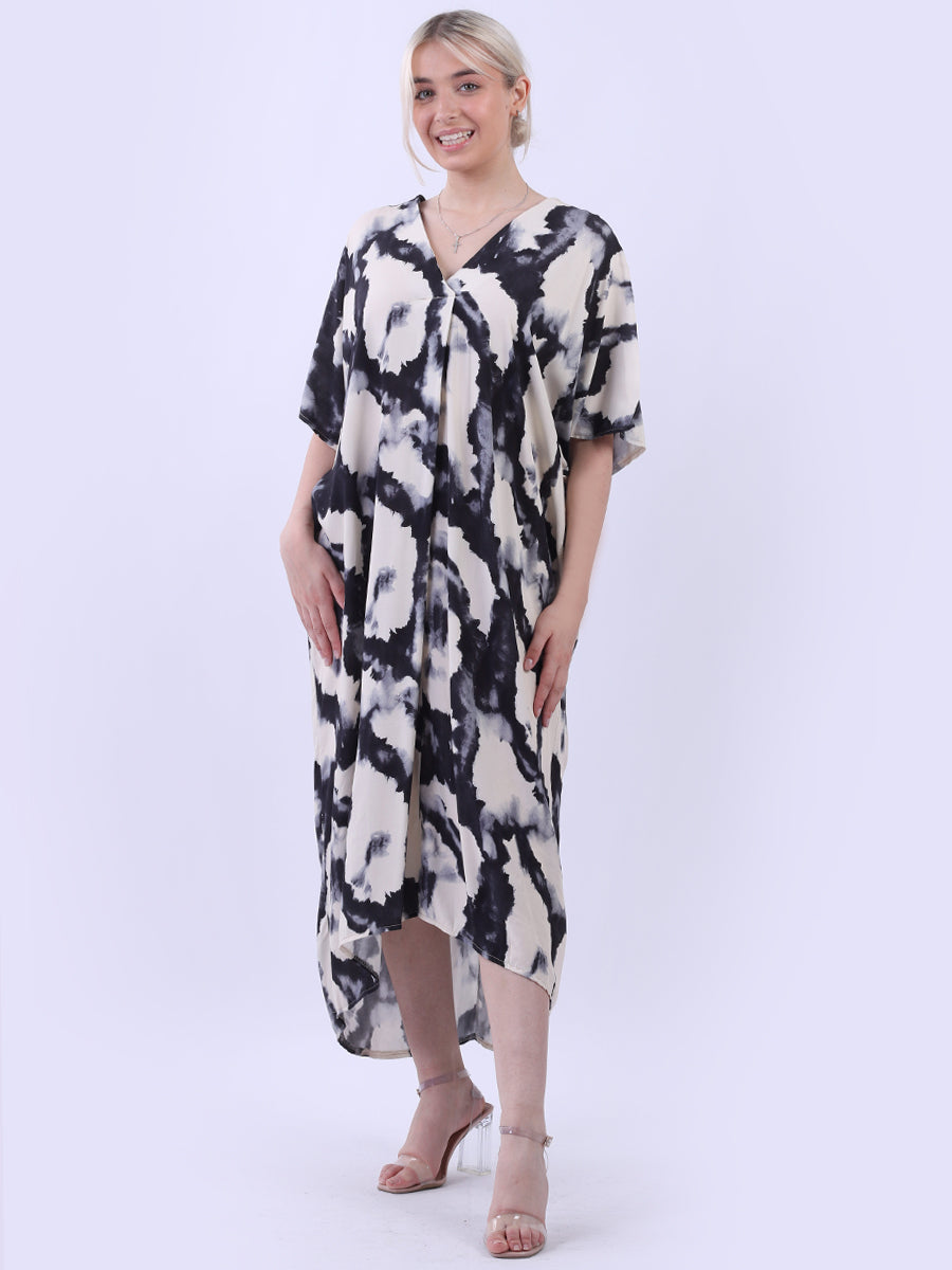 Tie And Dye Plus Size Kaftan Black