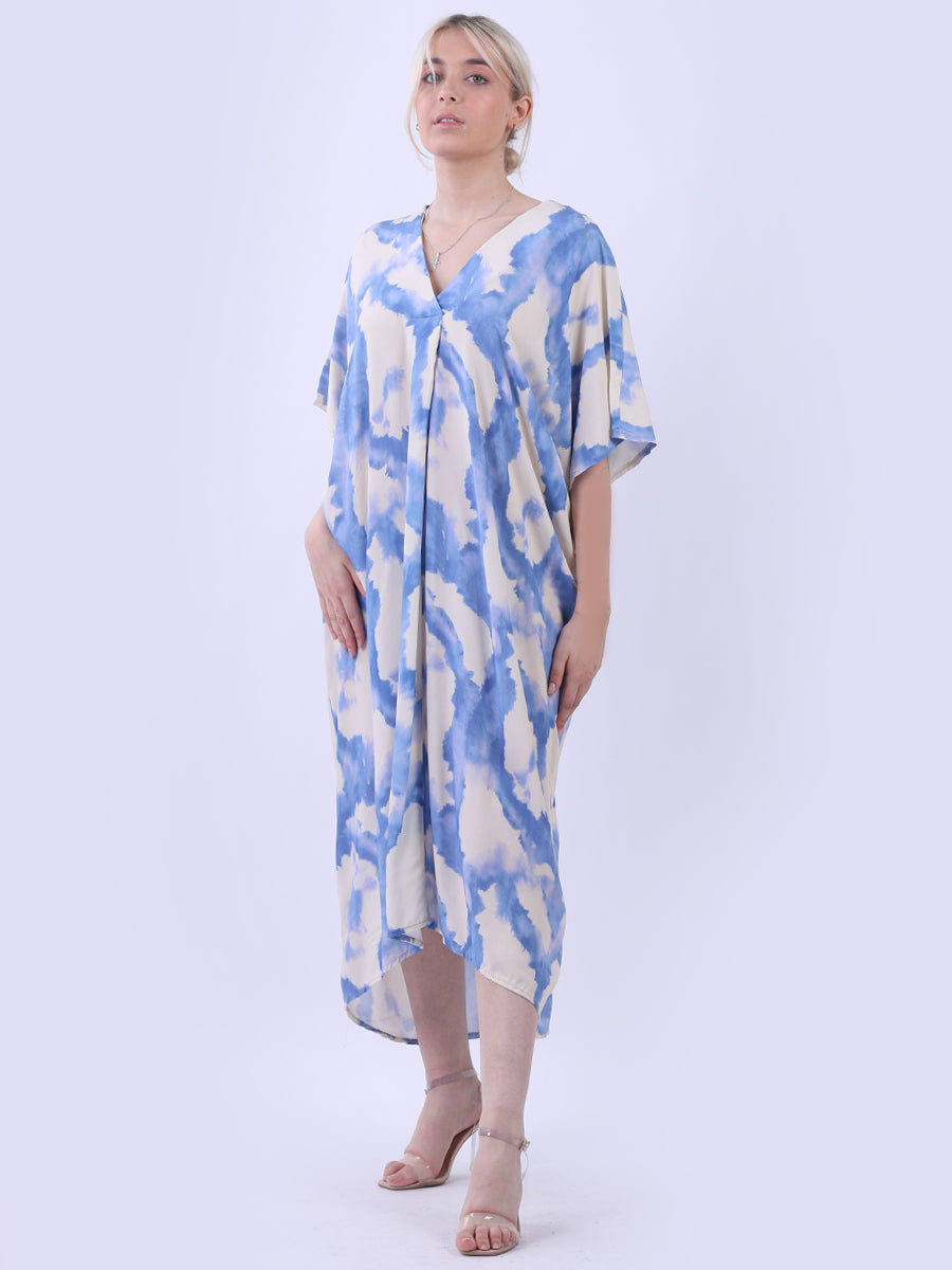 Tie And Dye Plus Size Kaftan Denim