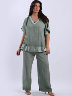 Vintage Wash Plain Cotton Top Khaki