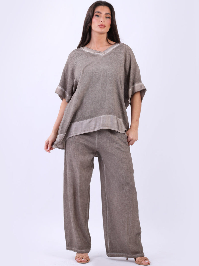 Vintage Wash Plain Cotton Top Mocha