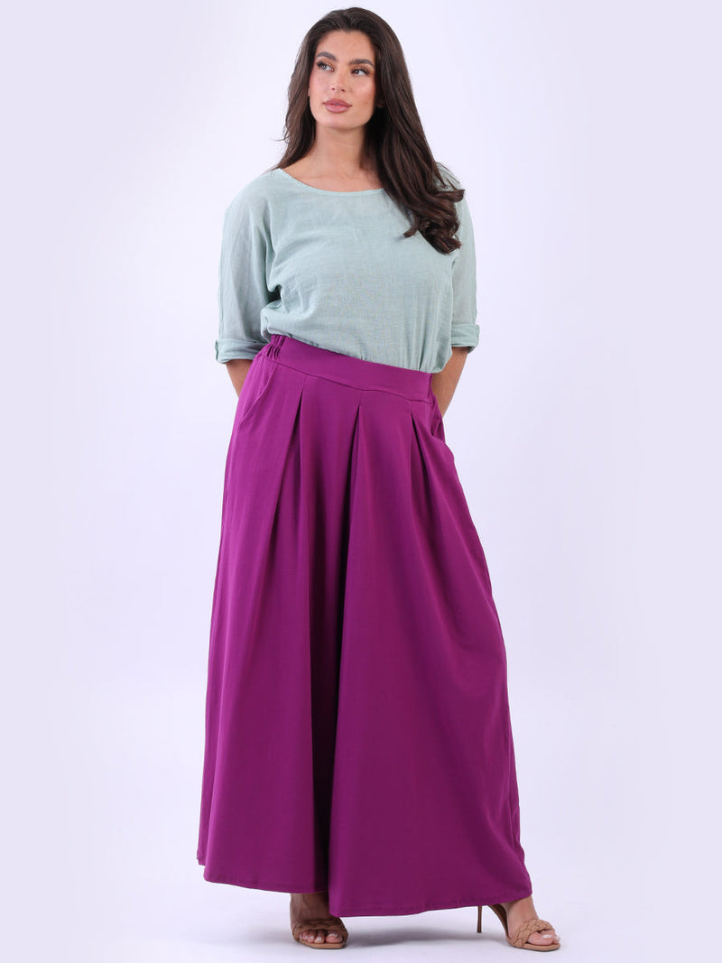 Wide Leg Cotton Palazzo Magenta