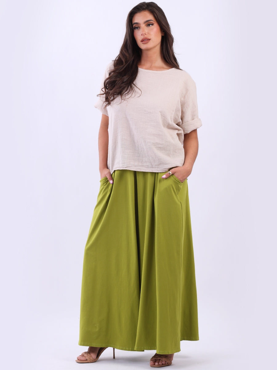 Wide Leg Cotton Palazzo Olive