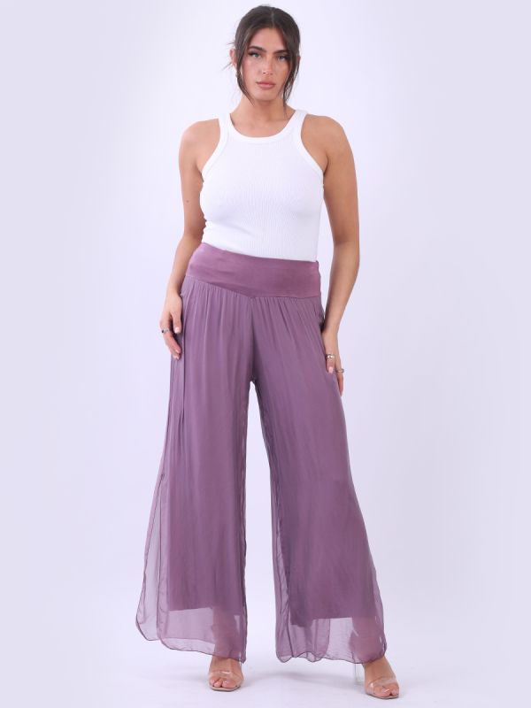 Plain Silk Palazzo Pant Magenta
