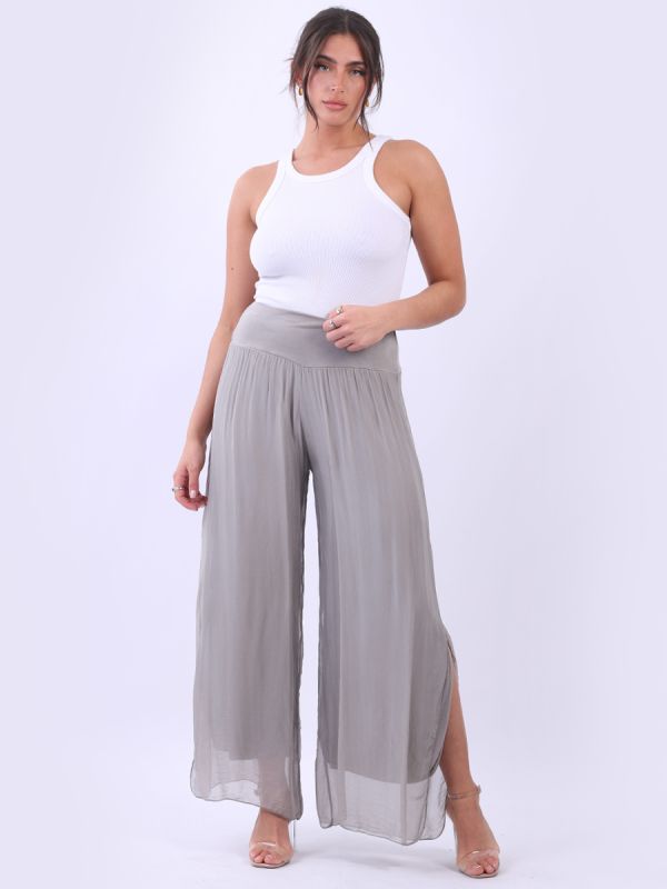 Plain Silk Palazzo Pant Mocha