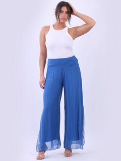 Plain Silk Palazzo Pant Royal Blue