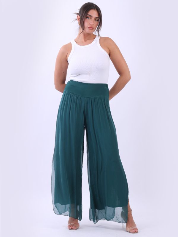 Plain Silk Palazzo Pant Teal