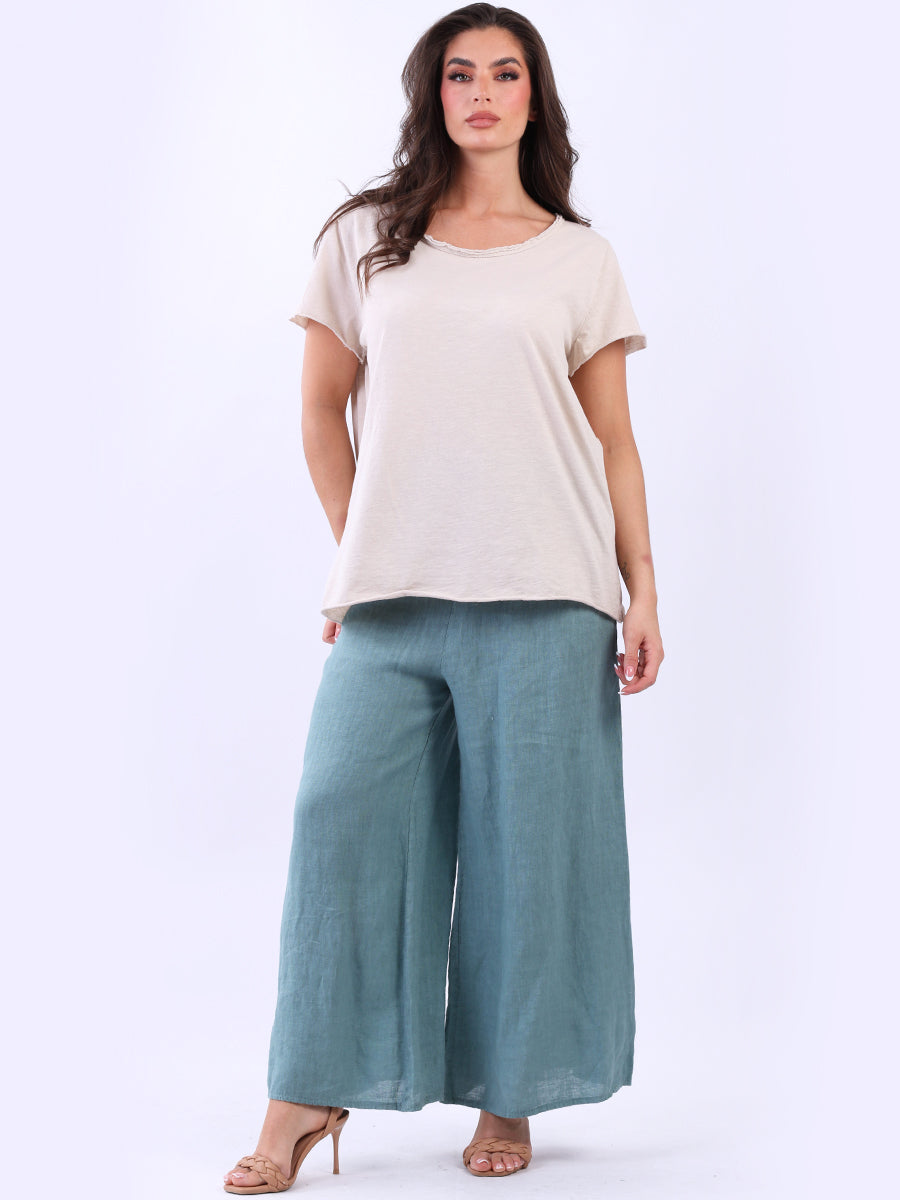 Plain Cotton Ladies T-Shirt Beige