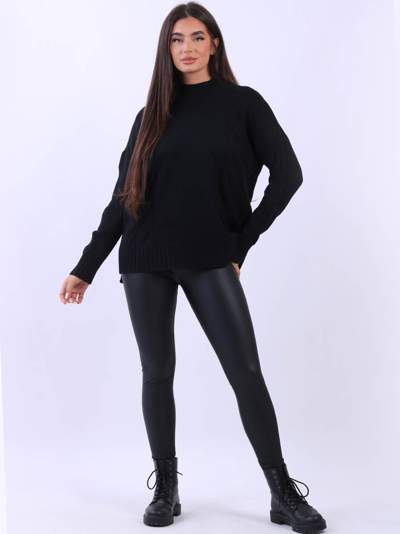Cable Knit Cozy Jumper Black