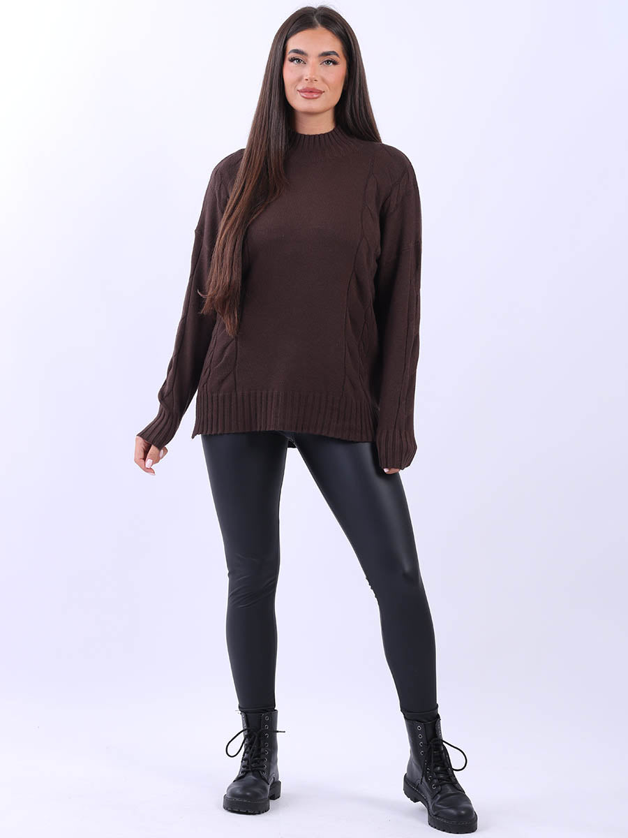 Cable Knit Cozy Jumper Chocolate