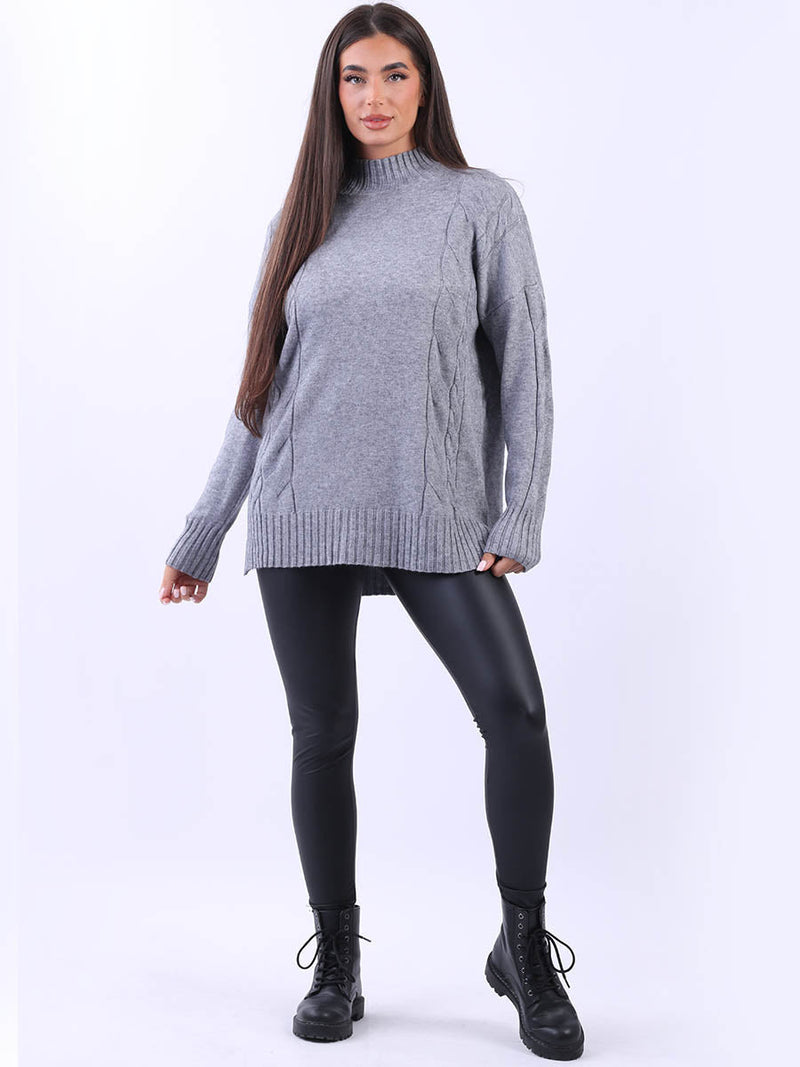 Cable Knit Cozy Jumper Dark Grey
