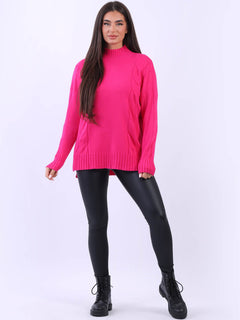 Cable Knit Cozy Jumper Fuchsia