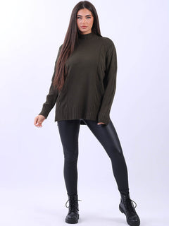 Cable Knit Cozy Jumper Khaki