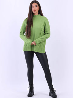 Cable Knit Cozy Jumper Lime Green