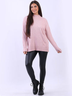 Cable Knit Cozy Jumper Pink